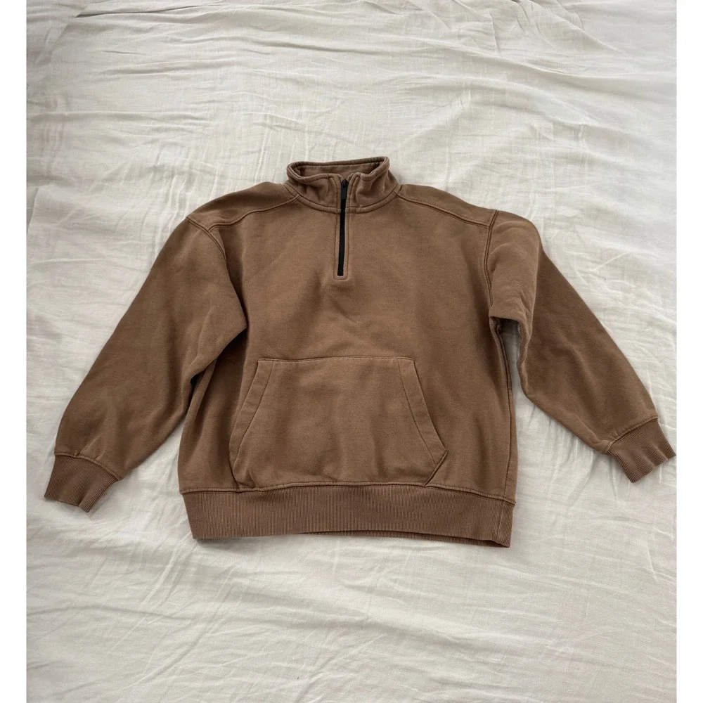 Zara Kids Brown Quarter Zip Sweatshirt + Joggers Sweatpant Set Size 10 Years Old